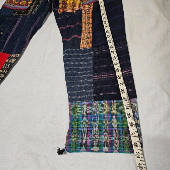 Guatemalan Boho Multicolor Multipattern Unisex Artsy Pants Woven Embroidery Uniq - Picture 8 of 15